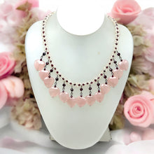 Natural Rose Quartz & Garnet Rondelle Facet Beads Semiprecious Necklace