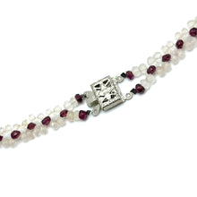 Natural Rose Quartz & Garnet Rondelle Facet Beads Semiprecious Necklace