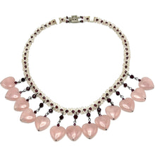 Natural Rose Quartz & Garnet Rondelle Facet Beads Semiprecious Necklace