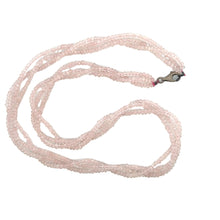 Natural Handmade Necklace Rose Quartz Gemstone Multi Strand Twisted Jewelry