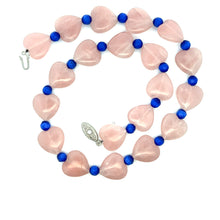 Natural Rose Quartz 16mm Heart & Glass Facet Ball Necklace