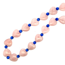 Natural Rose Quartz 16mm Heart & Glass Facet Ball Necklace