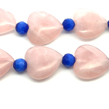 Natural Rose Quartz 16mm Heart & Glass Facet Ball Necklace