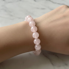 Rose Quartz Natural Smooth Ball Beads Semiprecious Bracelet