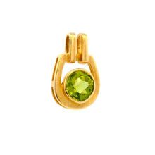 14K Yellow Gold Natural Peridot Bezel-Set Solitaire Pendant | Minimalist Gold Design