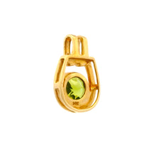 14K Yellow Gold Natural Peridot Bezel-Set Solitaire Pendant | Minimalist Gold Design
