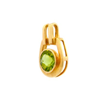 14K Yellow Gold Natural Peridot Bezel-Set Solitaire Pendant | Minimalist Gold Design