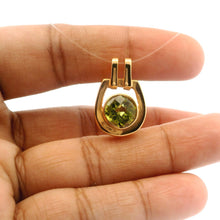 14K Yellow Gold Natural Peridot Bezel-Set Solitaire Pendant | Minimalist Gold Design