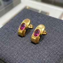 14K Yellow Gold Natural Ruby Stud Earrings | July Birthstone Contemporary Statement Jewelry