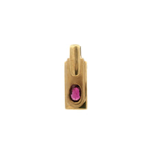 14K Yellow Gold Natural Ruby Bezel-Set Bar Pendant | Rectangular Base with Thick Polished Bail