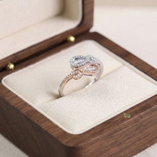 18K White & Rose Gold Infinity Swirl Statement Ring | Natural Diamond Pavé Intertwined Loop Design Jewelry