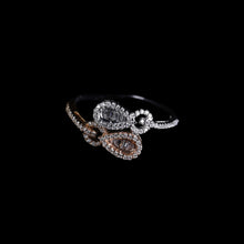 18K White & Rose Gold Infinity Swirl Statement Ring | Natural Diamond Pavé Intertwined Loop Design Jewelry