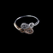 18K White & Rose Gold Infinity Swirl Statement Ring | Natural Diamond Pavé Intertwined Loop Design Jewelry