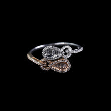 18K White & Rose Gold Infinity Swirl Statement Ring | Natural Diamond Pavé Intertwined Loop Design Jewelry