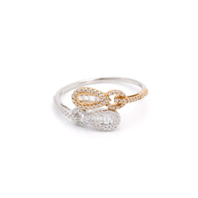 18K White & Rose Gold Infinity Swirl Statement Ring | Natural Diamond Pavé Intertwined Loop Design Jewelry