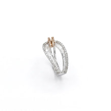18K White & Rose Gold Infinity Knot Promise Ring | Natural Diamond Round Pavé & Baguette Channel Design