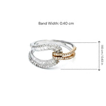 18K White & Rose Gold Infinity Knot Promise Ring | Natural Diamond Round Pavé & Baguette Channel Design