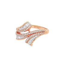 18K Rose Gold Ring Natural Diamond Channel Set Ribbon Anillo