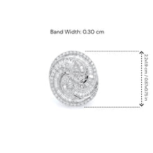 18K White Gold Spiral Cocktail Statement Ring | Natural Diamond Baguette & Round Swirl Design | Bold Luxury Gift