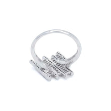 18K White Gold Zigzag Statement Ring | Natural Diamond Baguette & Pavé Geometric Design