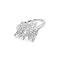18K White Gold Zigzag Statement Ring | Natural Diamond Baguette & Pavé Geometric Design