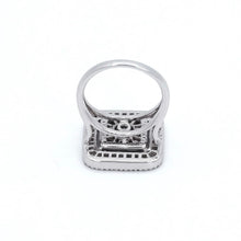 18K White Gold Square Illusion Cocktail Ring | Natural Diamond | Multi-Level Geometric Baguette & Pavé Design