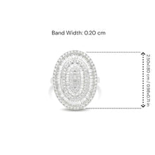 18K White Gold Oval Cocktail Statement Ring | Natural Diamond Baguette & Pavé Halo Design | Bold Luxury Jewelry