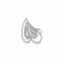 18K White Gold Ring Natural Diamond Long Heart Love Channel Set Anillo