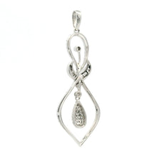 18K White Gold Natural Diamond Tapered Swirl Pendant | Contemporary Infinity Drop Luxury Gold Jewelry