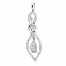18K White Gold Natural Diamond Tapered Swirl Pendant | Contemporary Infinity Drop Luxury Gold Jewelry