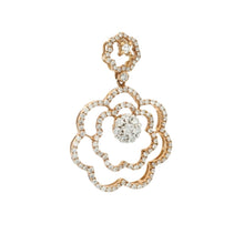 18K White Rose Gold Natural Diamond Floral Swirl Pendant | Romantic Openwork Pavé-Set Diamond Jewelry