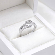 18K White Gold Knot Buckle Statement Ring | Natural Diamond Baguette & Pavé Crisscross Swirl Design