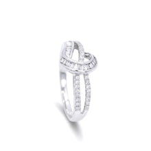 18K White Gold Knot Buckle Statement Ring | Natural Diamond Baguette & Pavé Crisscross Swirl Design