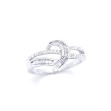 18K White Gold Knot Buckle Statement Ring | Natural Diamond Baguette & Pavé Crisscross Swirl Design