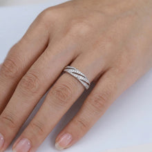 18K White Gold Twisted Diamond Band | Pavé-Set Bypass Ring | Modern Crossover Design Jewelry