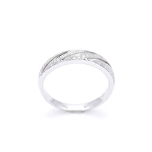 18K White Gold Twisted Diamond Band | Pavé-Set Bypass Ring | Modern Crossover Design Jewelry