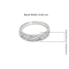 18K White Gold Twisted Diamond Band | Pavé-Set Bypass Ring | Modern Crossover Design Jewelry