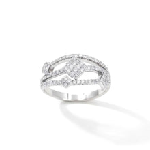 18K White Gold Geometric Cluster Statement Ring | Natural Diamond | Square Prong-Set Architectural Jewelry