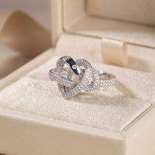 18K White Gold Infinity Knot Heart Ring | Natural Diamond Pavé & Flush Swirl Design | Romantic Promise Gift