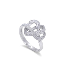 18K White Gold Infinity Knot Heart Ring | Natural Diamond Pavé & Flush Swirl Design | Romantic Promise Gift