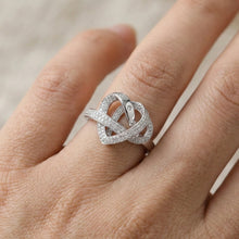 18K White Gold Infinity Knot Heart Ring | Natural Diamond Pavé & Flush Swirl Design | Romantic Promise Gift