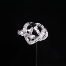 18K White Gold Infinity Knot Heart Ring | Natural Diamond Pavé & Flush Swirl Design | Romantic Promise Gift