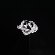 18K White Gold Infinity Knot Heart Ring | Natural Diamond Pavé & Flush Swirl Design | Romantic Promise Gift