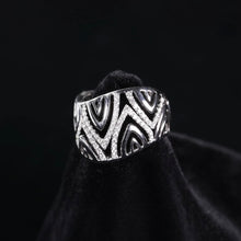 18K White Gold Abstract Wave Cocktail Band | Natural Diamond Openwork Geometric Pavé Design | Bold Statement Jewelry