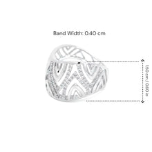 18K White Gold Abstract Wave Cocktail Band | Natural Diamond Openwork Geometric Pavé Design | Bold Statement Jewelry