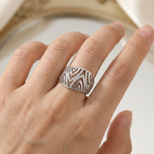 18K White Gold Abstract Wave Cocktail Band | Natural Diamond Openwork Geometric Pavé Design | Bold Statement Jewelry