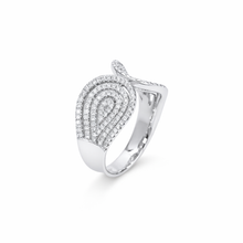 18K White Gold Dual Spiral Cocktail Ring | Natural Diamond Open-Top Pavé Swirl Design | Modern Jewelry