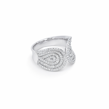 18K White Gold Dual Spiral Cocktail Ring | Natural Diamond Open-Top Pavé Swirl Design | Modern Jewelry