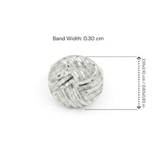 18K White Gold Dome Chevron Band | Natural Diamond Geometric Pavé Crisscross Design | Bold Statement Jewelry