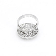 18K White Gold Dome Chevron Band | Natural Diamond Geometric Pavé Crisscross Design | Bold Statement Jewelry